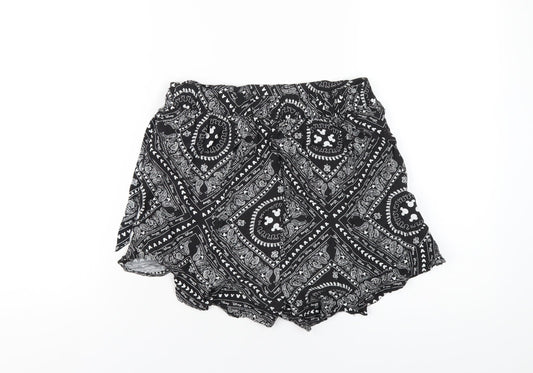 Disney Womens Black Paisley Vinyl Basic Shorts Size XS Regular Pull On