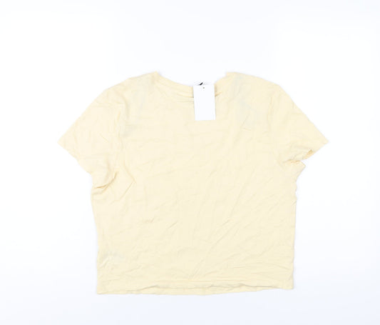 Womens UK Size L H&M Yellow Cropped T-Shirt