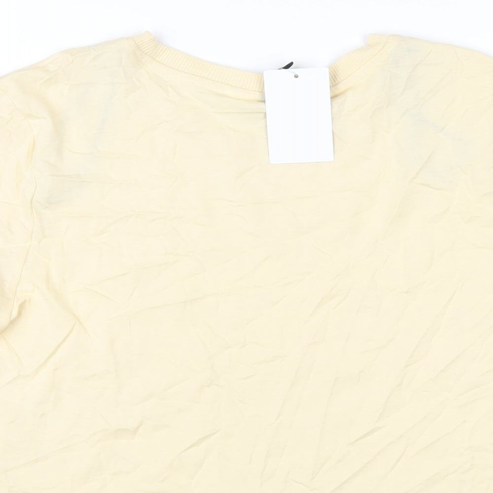 Womens UK Size L H&M Yellow Cropped T-Shirt