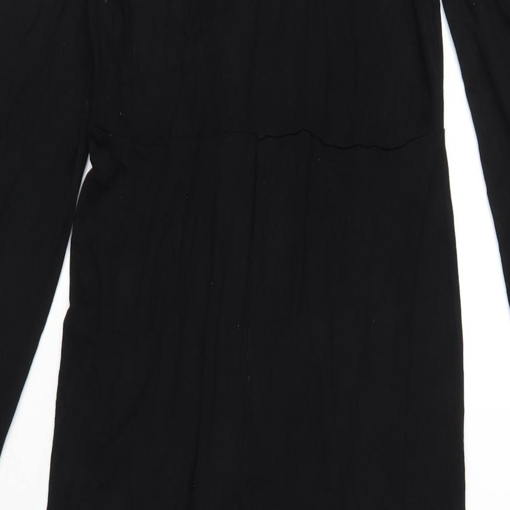 PRETTYLITTLETHING Womens Black Viscose A-Line Size 12 V-Neck Pullover