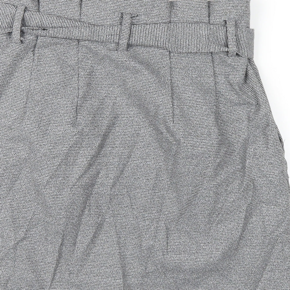 H&M Womens Grey Polyester A-Line Skirt Size 8 Zip - Paperbag Waist