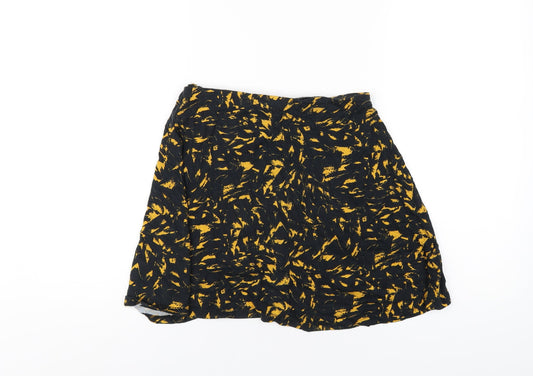 ASOS Womens Black Geometric Viscose A-Line Skirt Size 10