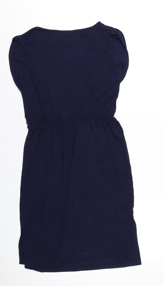 Dorothy Perkins Womens Blue Viscose A-Line Size 12 Round Neck Pullover