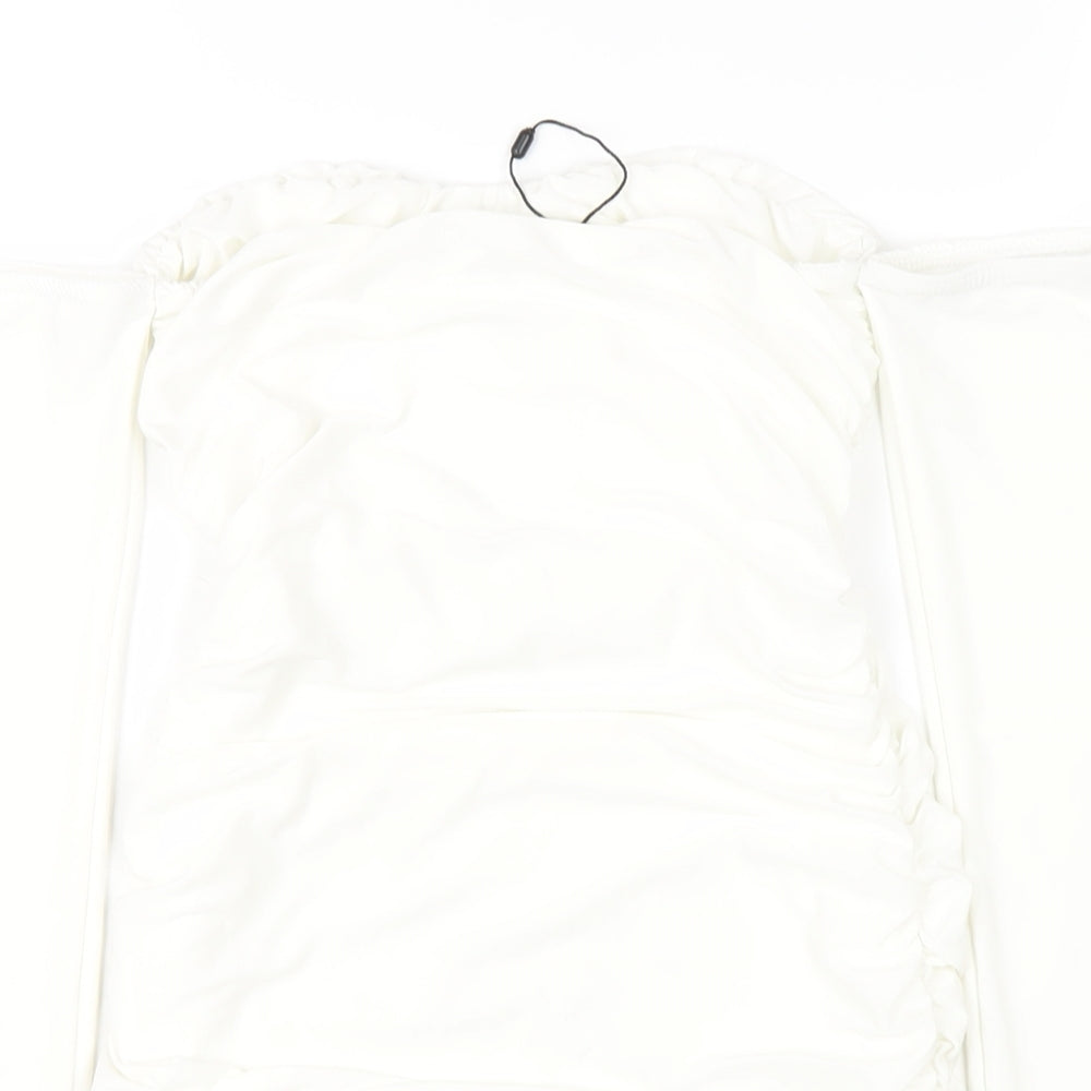 Femme Luxe Womens White Polyester Bodycon Size 6 Off the Shoulder Pullover