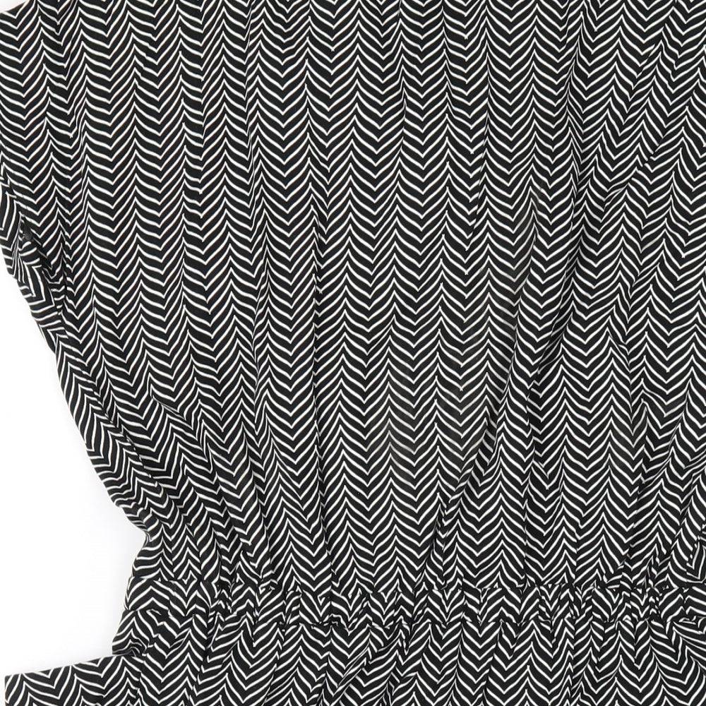 NEXT Womens Black Chevron Viscose A-Line Size 12 V-Neck Pullover