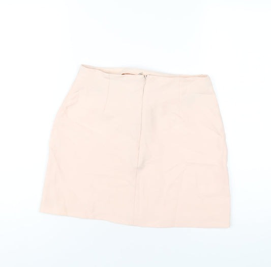 Missguided Womens Pink Polyester A-Line Skirt Size 8 Zip