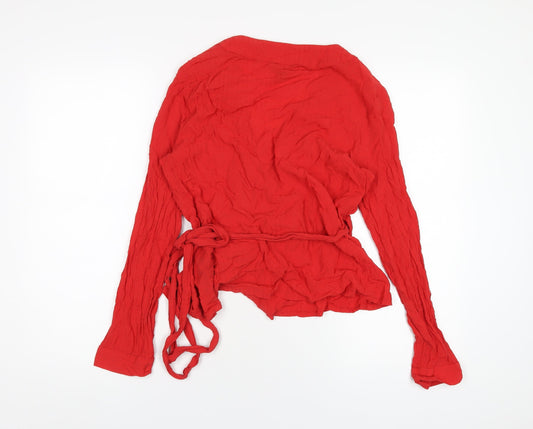 Womens UK Size S Monki Red Wrap T-Shirt