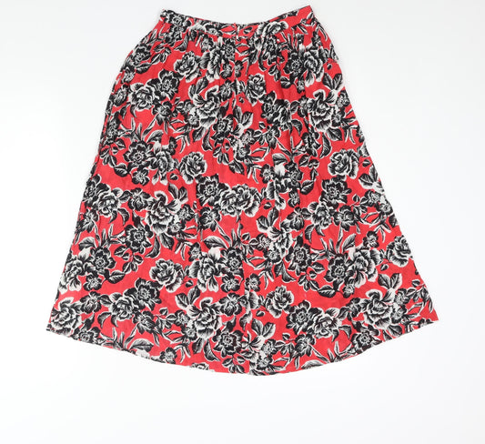 New Look Womens Pink Floral Viscose A-Line Skirt Size 6 Zip