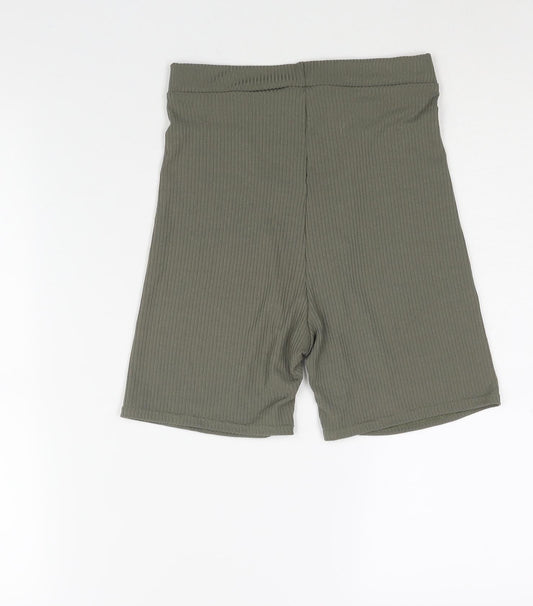 PRETTYLITTLETHING Womens Green Polyester Biker Shorts Size 10 L5 in Regular Pull On - Boxer