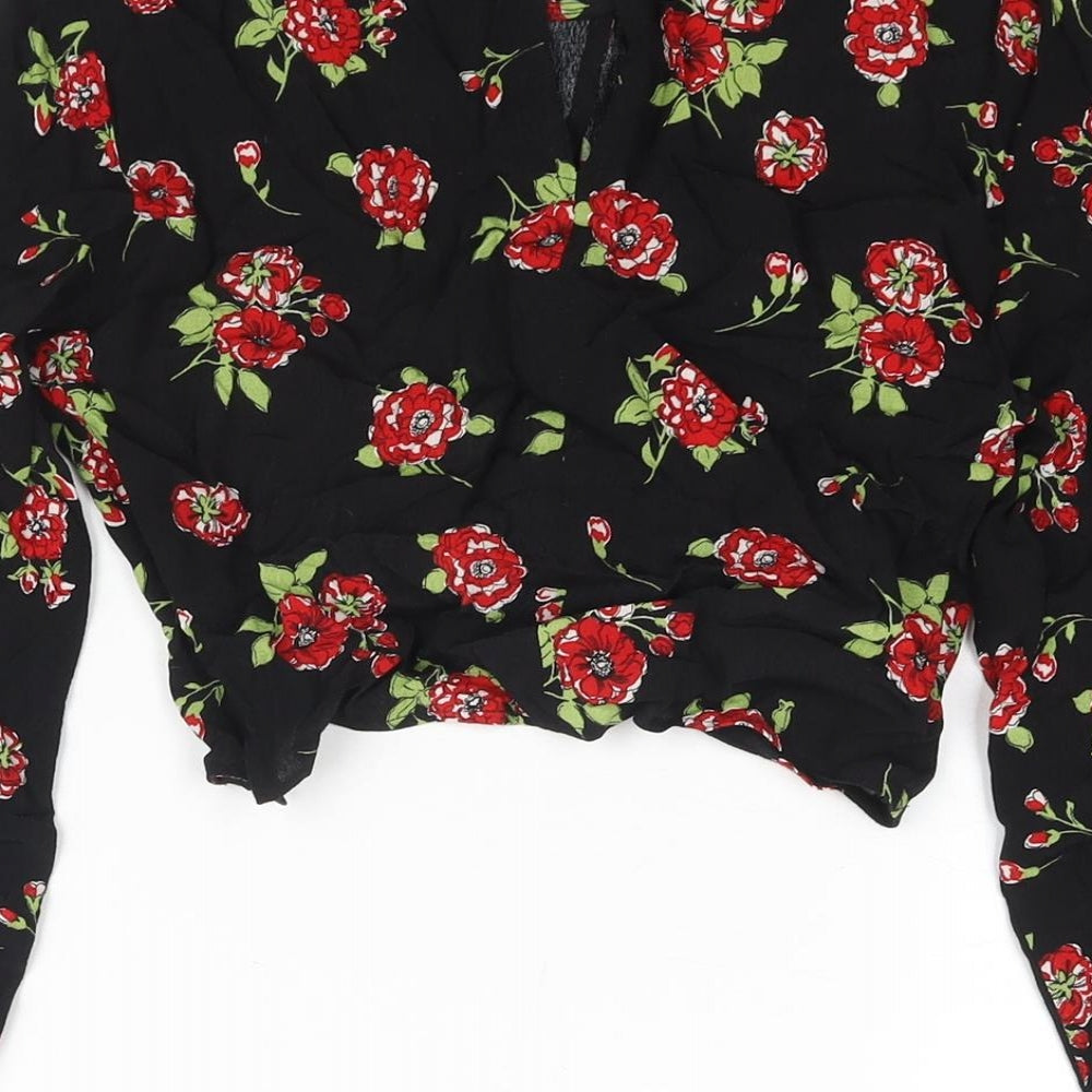Womens UK Size S Zara Black Cropped Blouse