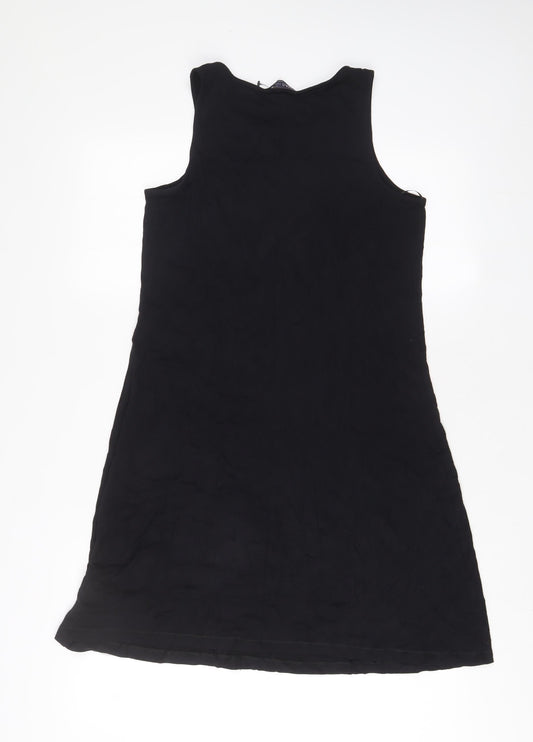 Marks and Spencer Womens Black Viscose A-Line Size 8 Boat Neck Pullover