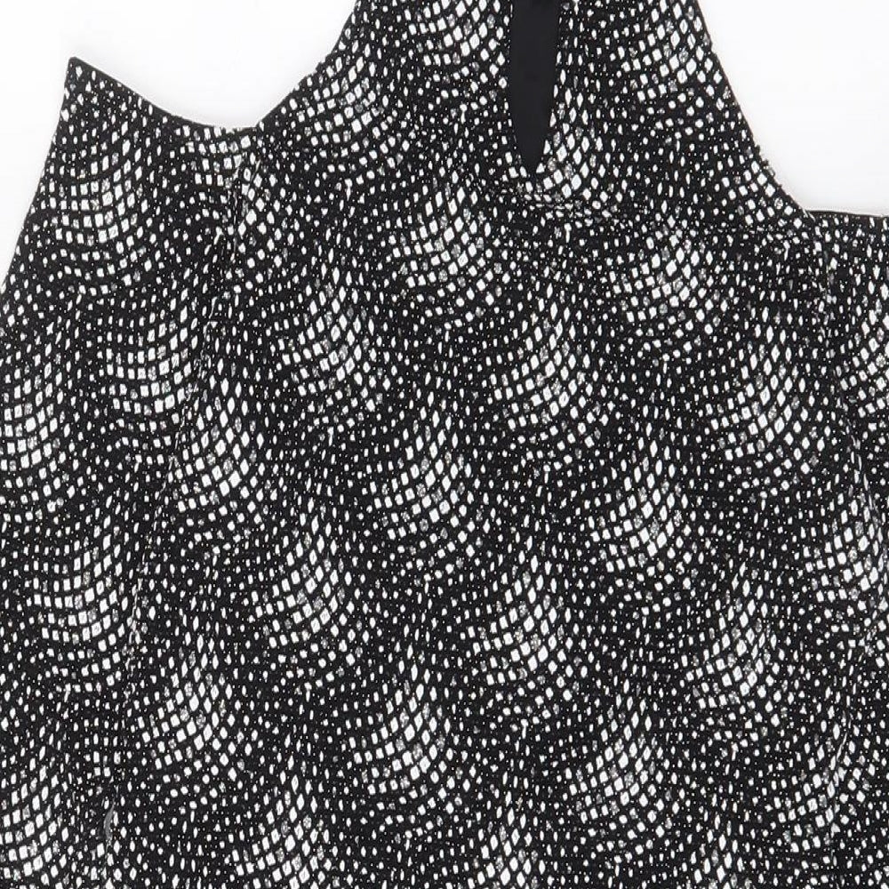 QED London Womens Black Polyester A-Line Size 12 Halter Button - Cold Shoulder