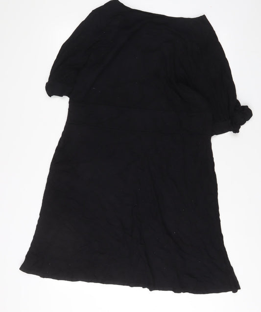 David Emanuel Womens Black Viscose A-Line Size 20 Scoop Neck Pullover