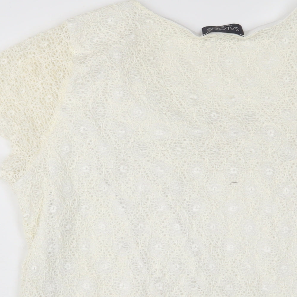 Womens UK Size XL Saloos Ivory Basic T-Shirt
