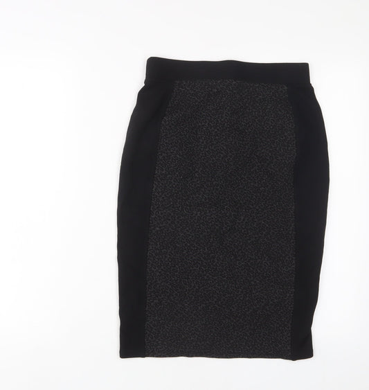 Marks and Spencer Womens Black Animal Print Viscose A-Line Skirt Size 8
