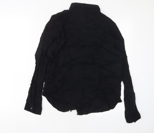 Womens UK Size 8 H&M Black Basic Button-Up