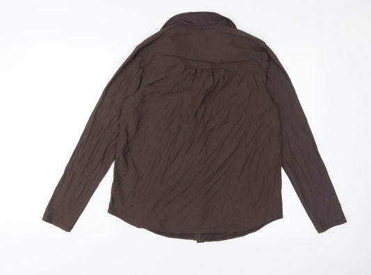 Womens UK Size M Sandwich Brown Basic Button-Up