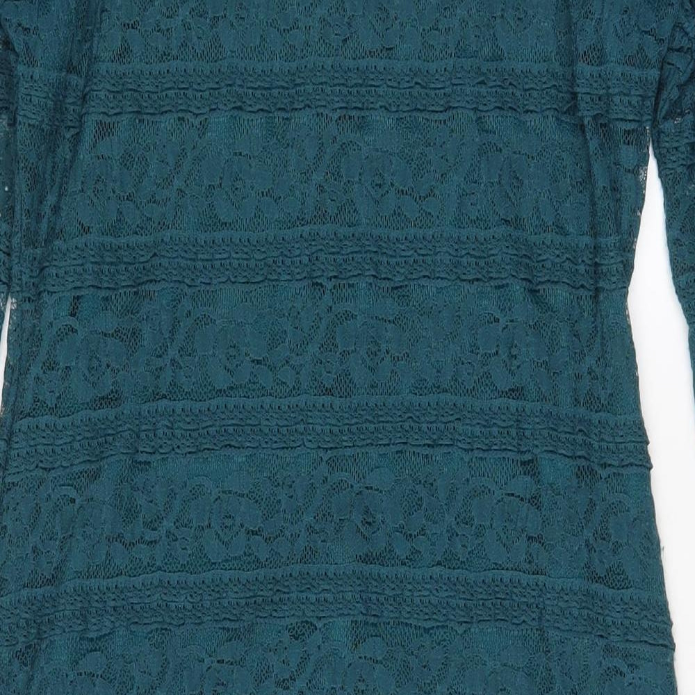 Marks and Spencer Womens Blue Polyamide A-Line Size 12 Scoop Neck Zip
