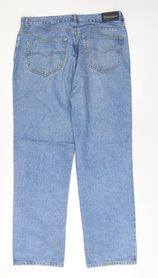 Hawkshead Mens Blue Cotton Skinny Jeans Size 36 in L31 in Regular Zip