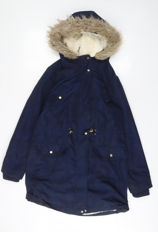 Womens UK Size S Oasis Blue Parka Coat