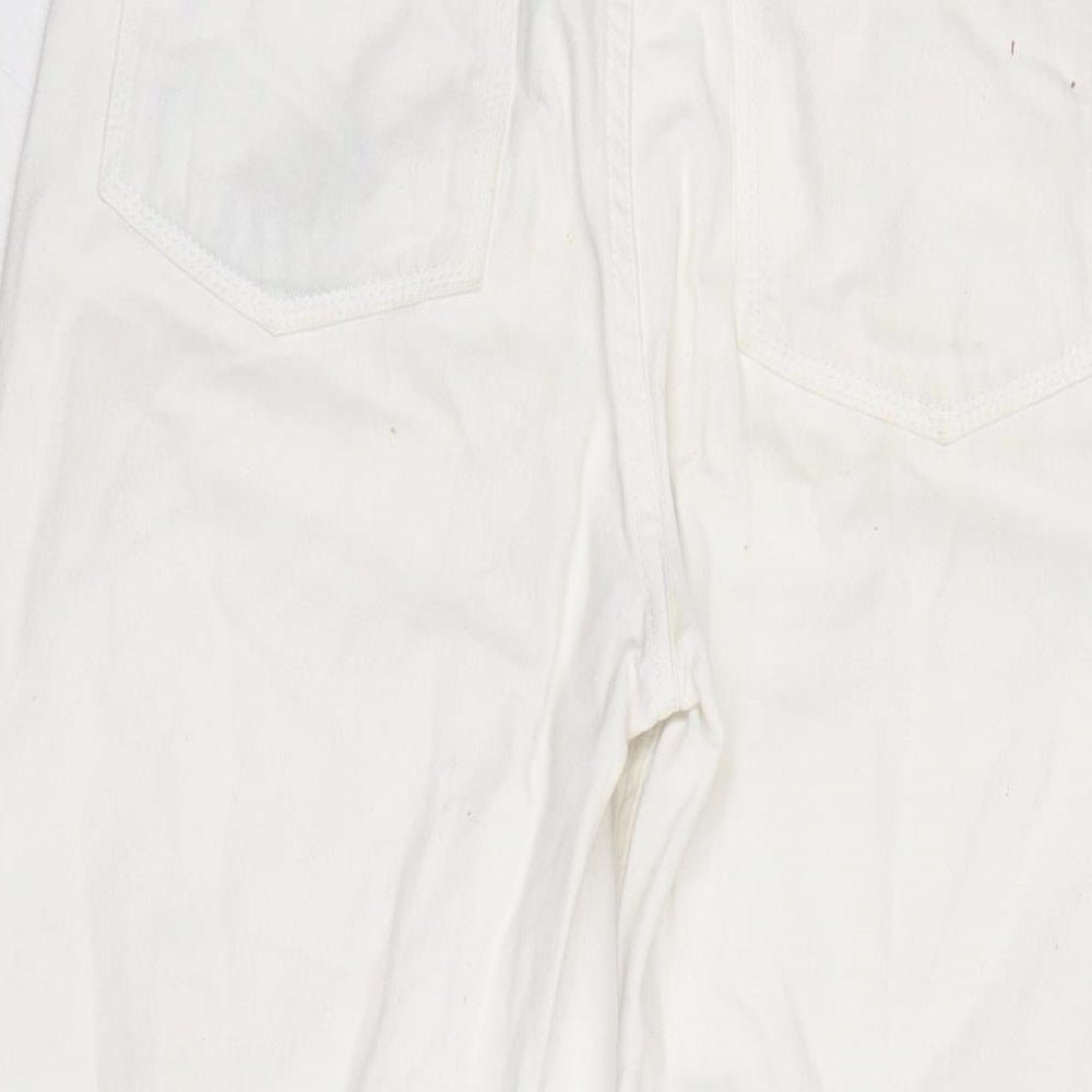 Topshop Womens White Cotton Blend Flared Jeans Size 26 in L32 in Regular Zip