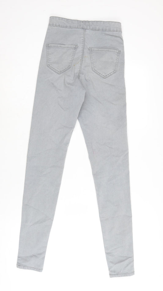 Miss Selfridge Womens Grey Cotton Straight Jeans Size 4 L29 in Regular Zip