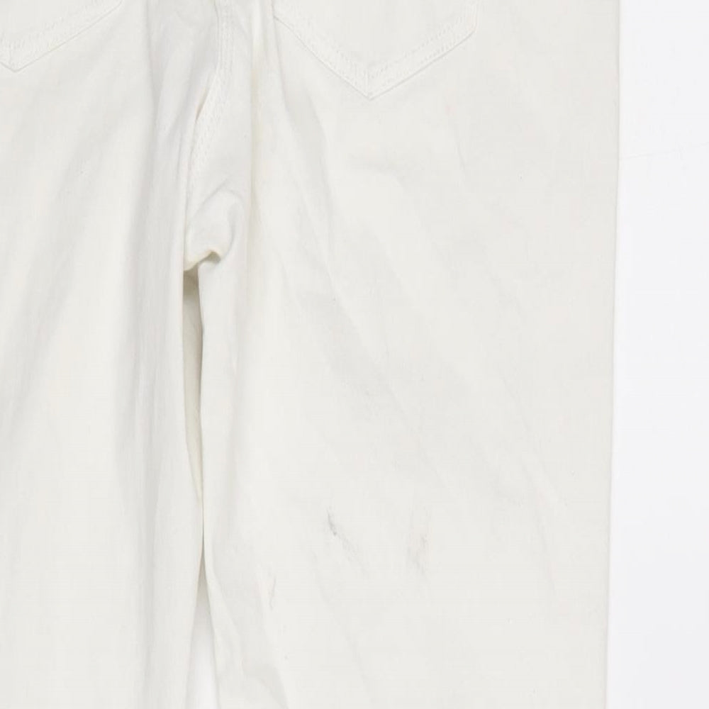 Matalan Womens Ivory Cotton Straight Jeans Size 14 L29 in Regular Zip