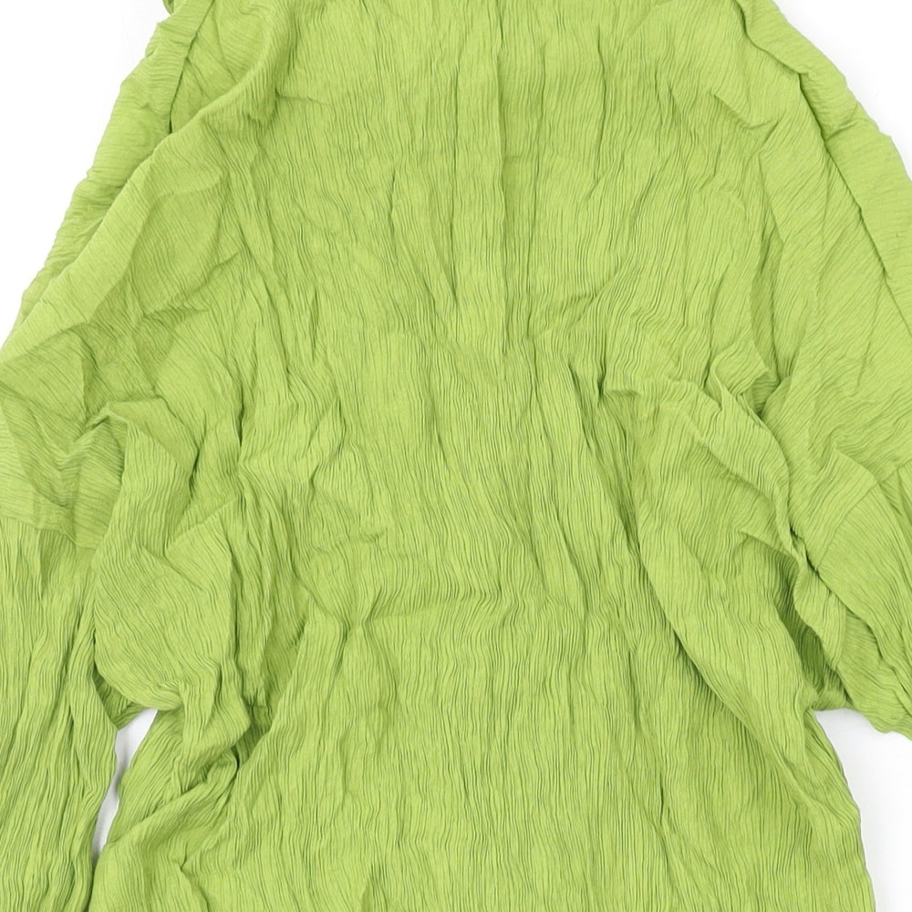 Boohoo Womens Green Viscose Basic Button-Up Size 10 Collared