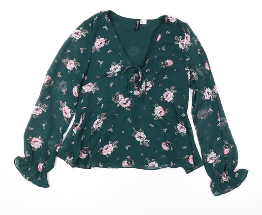 Womens UK Size 8 Divided by H&M Green Basic Blouse