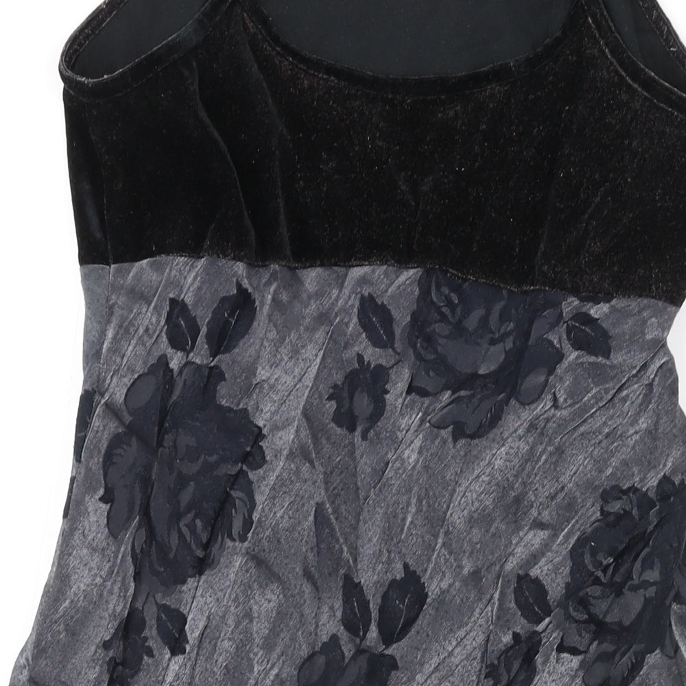 J Taylor Womens Grey Floral Viscose A-Line Size S Scoop Neck Pullover