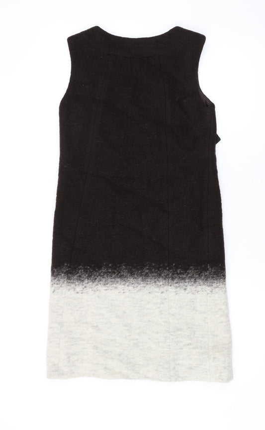 Zara Womens Brown Wool A-Line Size XS Round Neck Zip