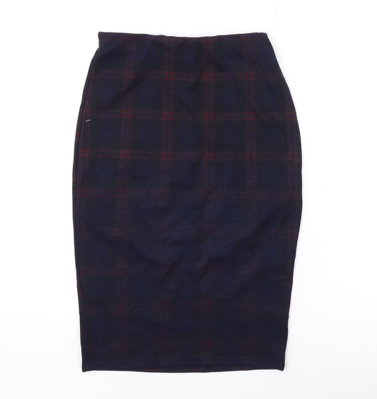 New Look Womens Black Plaid Polyester Bandage Skirt Size 6