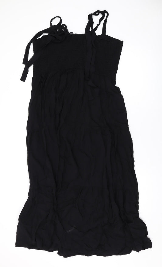New Look Womens Black Viscose Maxi Size M Square Neck Pullover