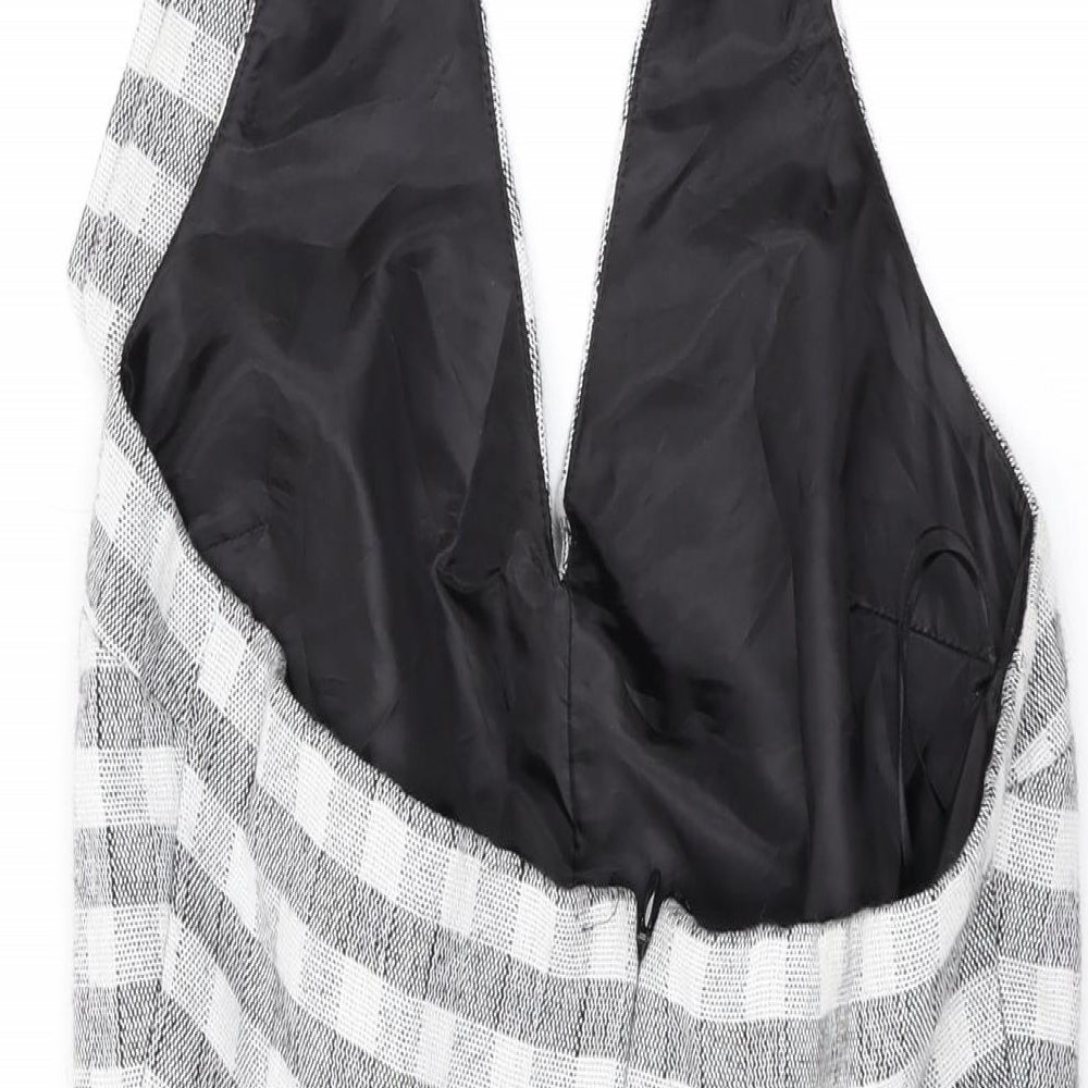 Topshop Womens White Check Polyester Playsuit One-Piece Size 10 L3 in Zip