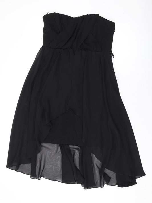 Additional front view of Red Herring women’s black polyester a-line, size UK 12, off the shoulder zip