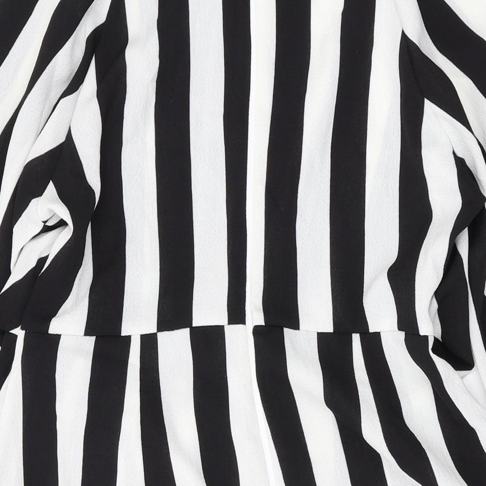 AX Paris Womens Black Striped Polyester A-Line Size 8 Scoop Neck Buckle