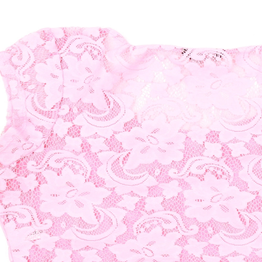 Womens UK Size 14 Select Pink Cropped T-Shirt