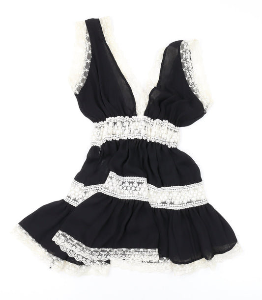 Quiz Womens Black Polyester Mini One Size V-Neck Pullover