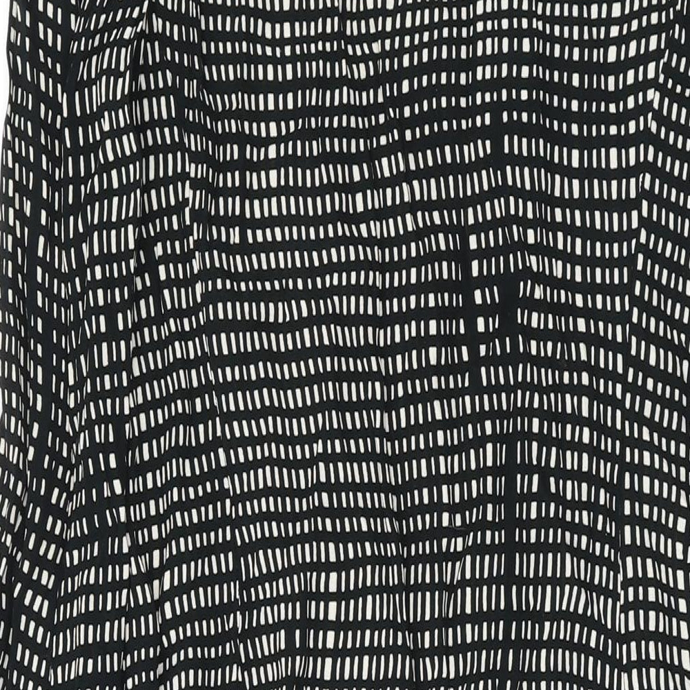 Marks and Spencer Womens Black Geometric Polyester Tank Dress Size 2 Round Neck Zip