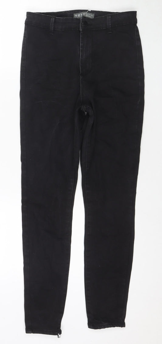 Additional front view of Denim & Co. women’s black cotton skinny jeans, size UK 10, 26-inch leg regular zip