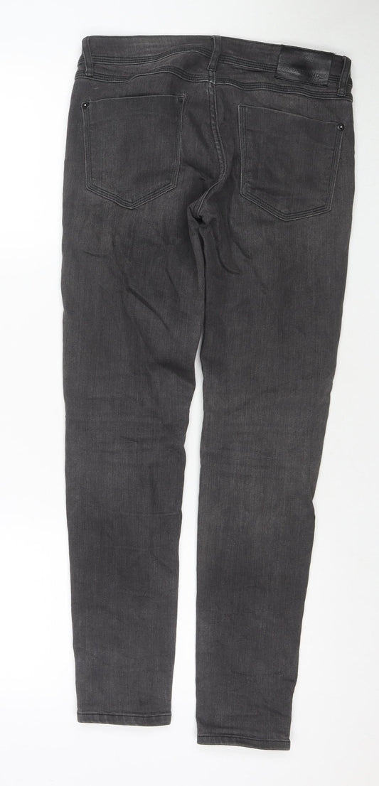 Zara Womens Grey Cotton Skinny Jeans Size 8 L28 in Regular Zip