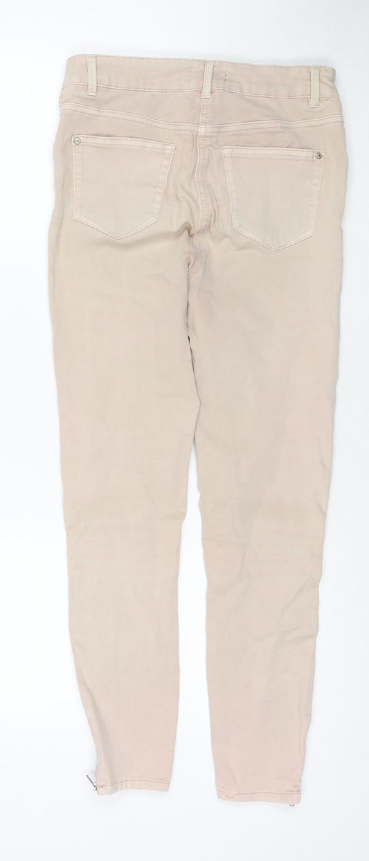 Matalan Womens Beige Cotton Skinny Jeans Size 10 L26 in Regular Zip
