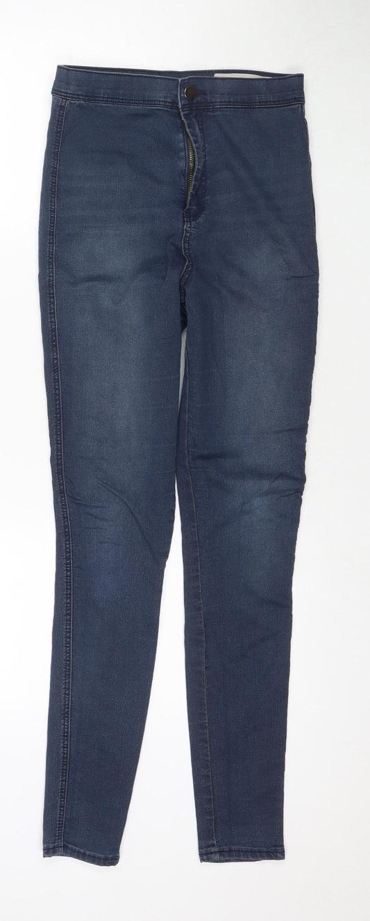 Additional front view of ASOS women’s blue cotton skinny jeans, size UK 28, in, 32-inch leg regular zip