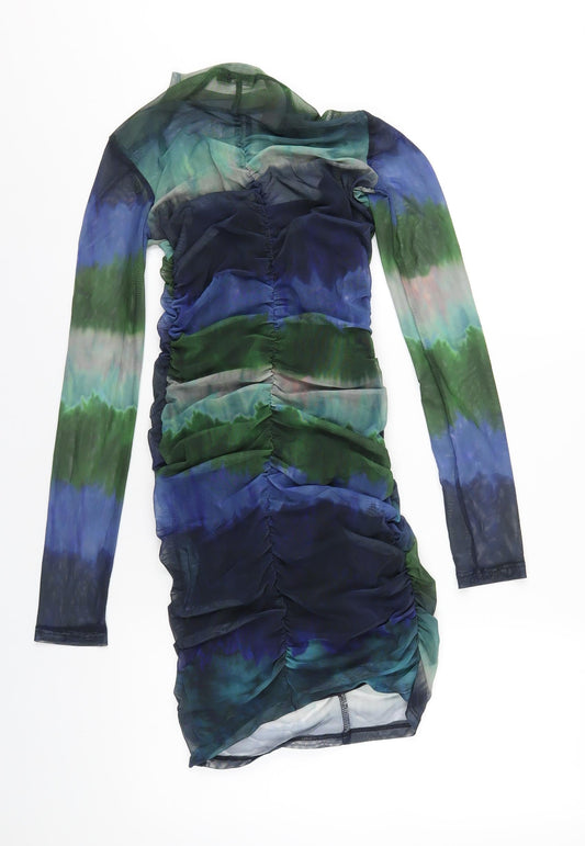 Stradivarius Womens Multicoloured Tie Dye Polyester Mini Size S Round Neck Pullover