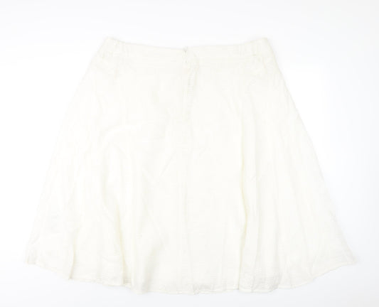 Classic Womens Ivory Viscose A-Line Skirt Size 22 Zip