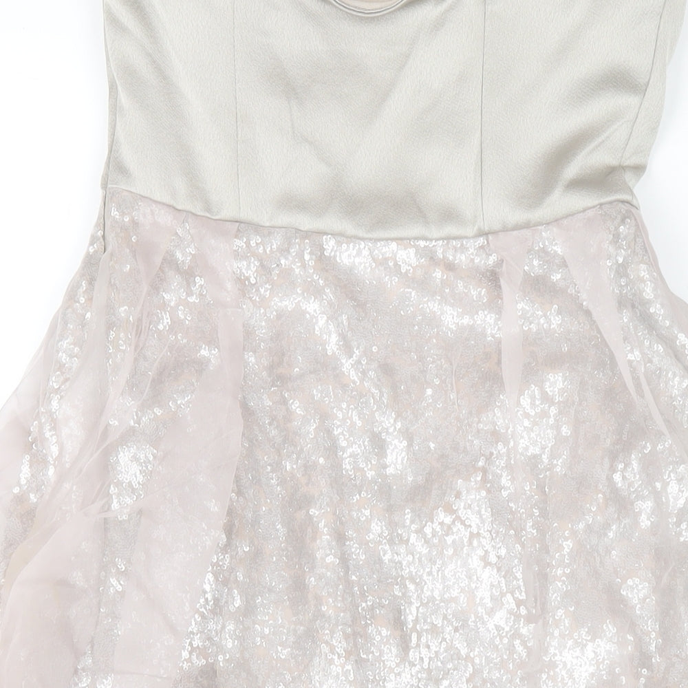 Coast Womens Grey Polyester A-Line Size 8 Square Neck Zip