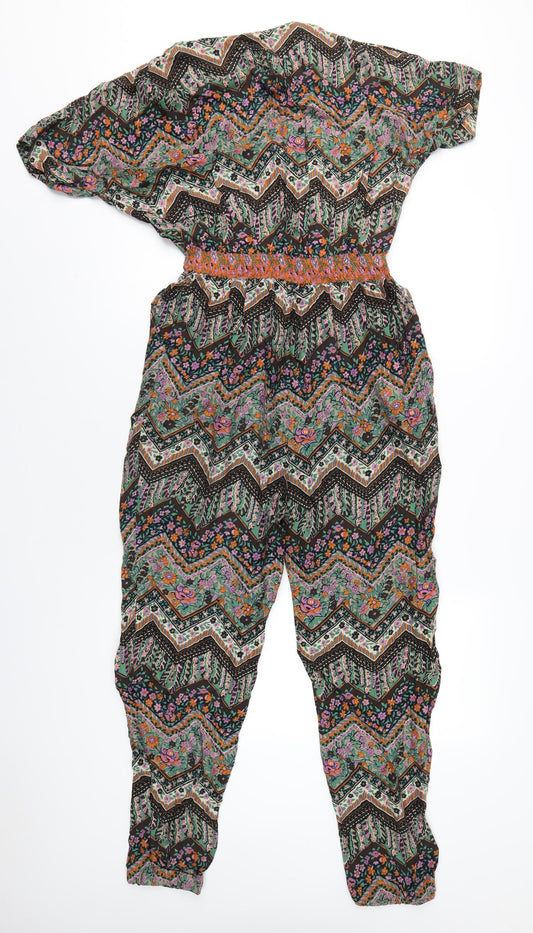 Warehouse Womens Multicoloured Geometric Viscose Jumpsuit One-Piece Size 12 L30 in Pullover