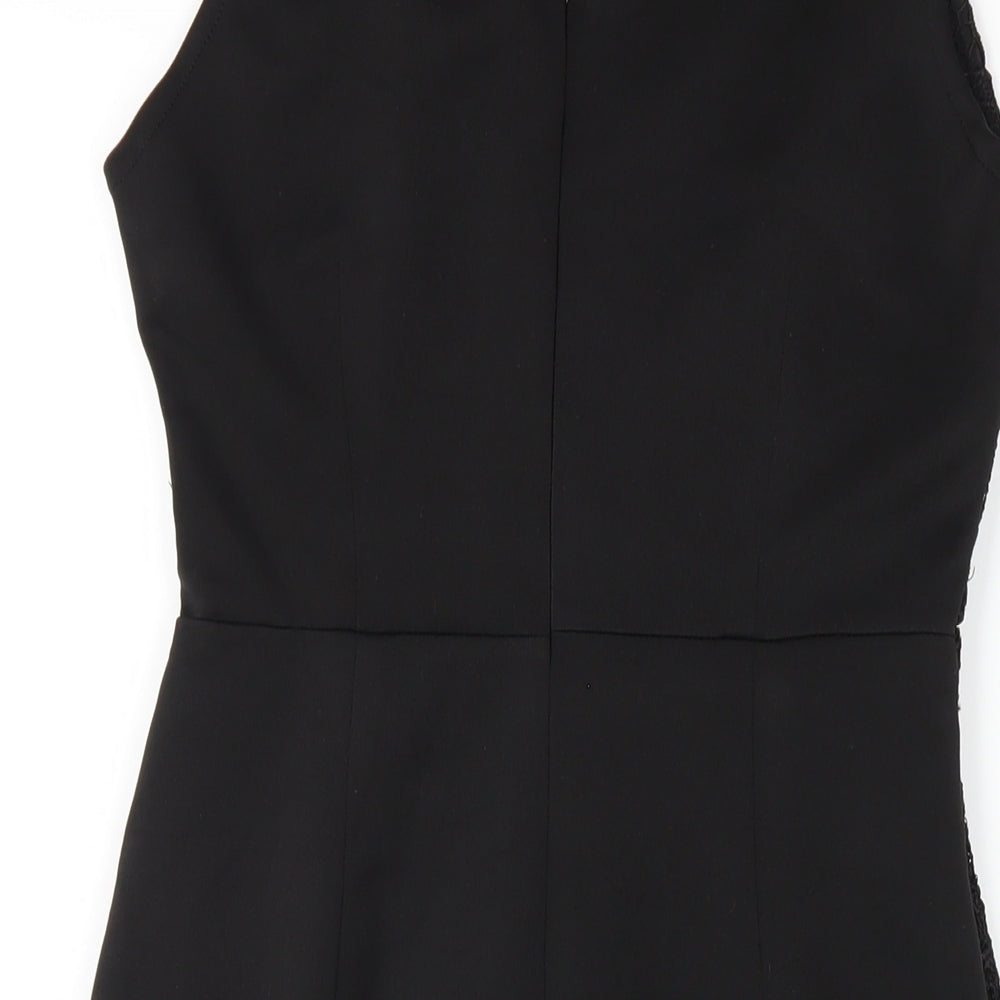 AX Paris Womens Black Polyester Bodycon Size 10 Round Neck Button