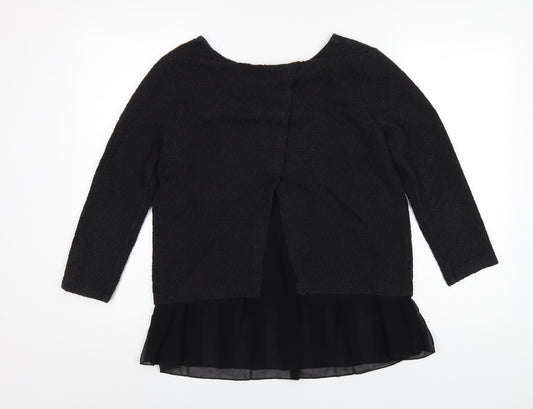 Great Plains Womens Black Cotton Basic T-Shirt Size S Round Neck