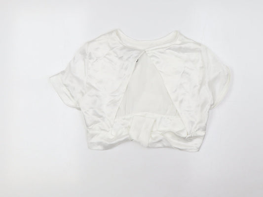 Zara Womens White Polyester Cropped Blouse Size S Round Neck